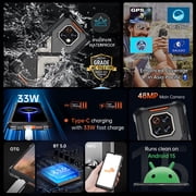 Cubot Rugged Smartphone Android 15 King Kong ES 3, 10200mAh Battery, Up to 16GB 256GB, 6.745 Screen-Black