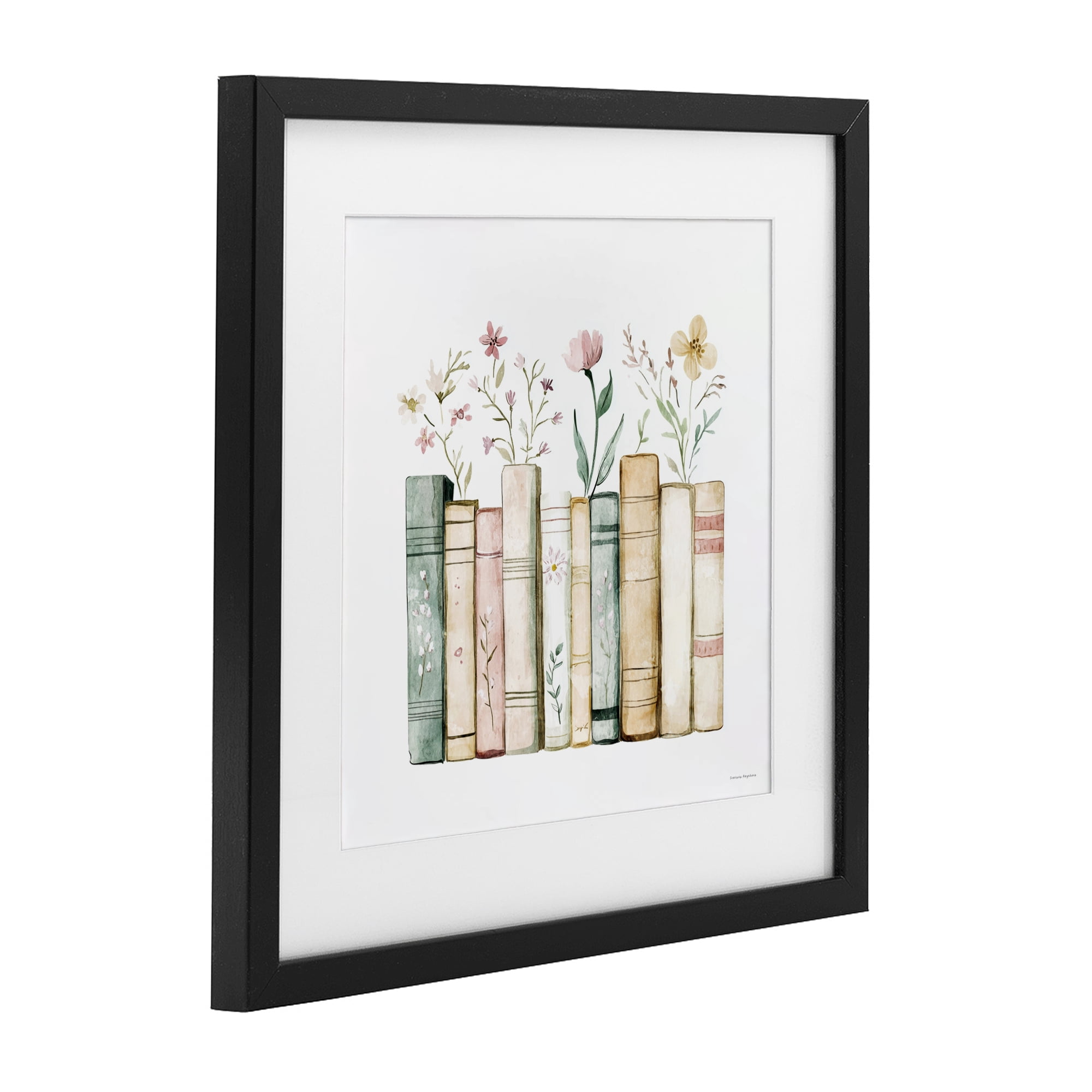 Stupell Industries Floral Stories Library Black Framed Print Under Glass, design by Svetlana Aleynikova