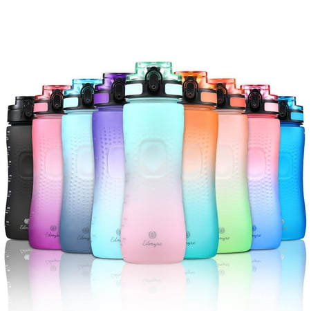 

25oz Sports Motivational Water Bottle for School Kids & Adults with Time Marker Reusable BPA Free One-Click-Open Leakproof for Fitness 750ml