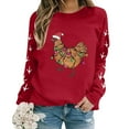 thumbnail image 3 of Shadoumai Christmas Chicken Graphic Sweatshirts For Women Crew Neck Pullover Cute Xmas Long Sleeve Crewneck Sweatshirt Pullover Tops, 3 of 5