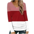 thumbnail image 2 of Qepwsc Women's Tops Casual Shirts Long Sleeve Tops Beach Tunic Shirts Stripe Print Spring Fall Top Basic Tees Going Out Top Graphic Tees Blouses Tops Shirts Loose Fits S_ XXXL, 2 of 5