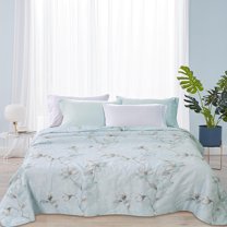 Qocolhg Summer Quilts for Adults Kids, Air Conditioning Quilt, Washed Cotton Cooling Blankets for Hot Sleepers, Sofa Bedding Soft Coverlet Lightweight Cooling Quilts for All Season, 39x59 inch, Blue