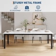 thumbnail image 3 of 71" Industrial Dining Table for 6, Wooden Long Dinner Table with Mortise Tenon Design, Kitchen Table with Sturdy Metal Legs, for Dining Room Home Office Living Room, White, 3 of 8