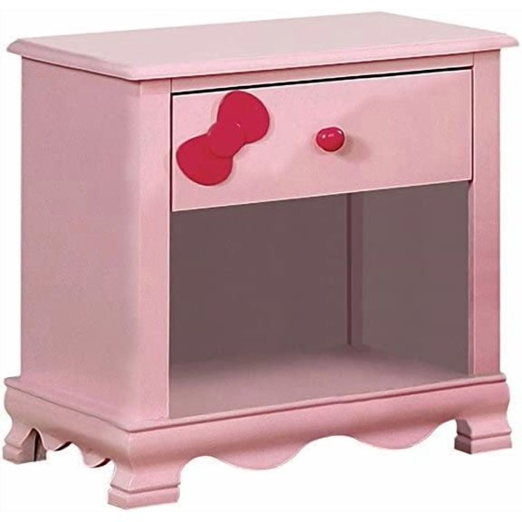 Furniture of America Poppy Transitional Wood 1-Drawer Nightstand in Pink
