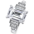 thumbnail image 2 of Silvago Jewel Stylish 2 Ct Emerald Cut Lab Created Simulated Diamond Engagement Ring - 14K White Gold Plated - Modern Prong Setting - Perfect Gift for Women - Great for Weddings and Anniversaries, 2 of 3
