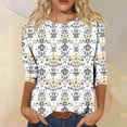 thumbnail image 2 of Sexlip Womens Paisley Print Blouse 3/4 Sleeve Design Lightweight Fabric Relaxed Silhouette for Office Wear Yellow L, 2 of 4