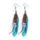 thumbnail image 1 of 1 par de pendientes colgantes con borlas y cuentas de plumas de ganso naturales hechos a mano de Bohemia para mujer, 1 of 5