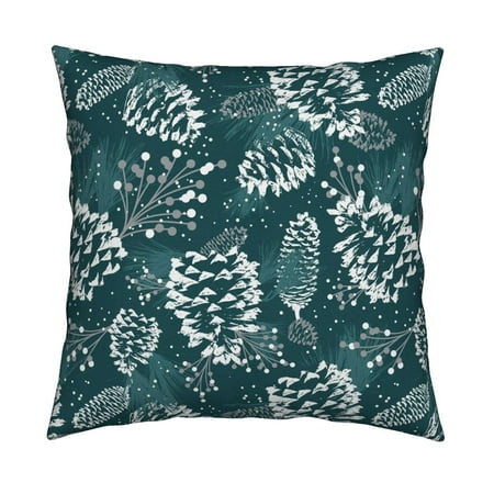 Optional Product Cover - Christmas Holiday Nature Throw Pillow Cover w Optional Insert by Roostery