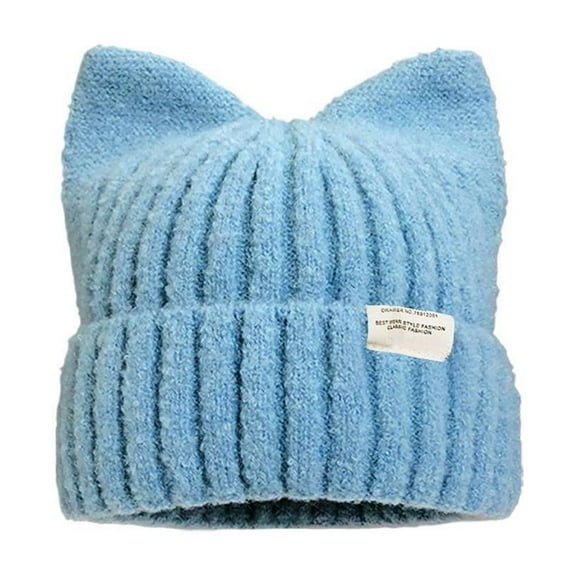 QHUDLV Cute Cat Ears Beanies For Women Autumn And Winter Warm Ear Protection Sweet GXX