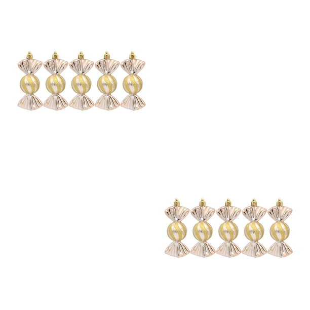 Injueey Paquete de 5 adornos colgantes de plástico para decoración de dulces de Navidad Dorado champagne 2Conjunto