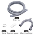 thumbnail image 3 of Lavadora Máquina Drenaje Unique Bargains Manguera Extensión Kits 4.92 Pies Gris para Lavadora Máquina con Extensión Adaptador U-Curva Manguera Soporte 2 Abrazaderas, 3 of 5