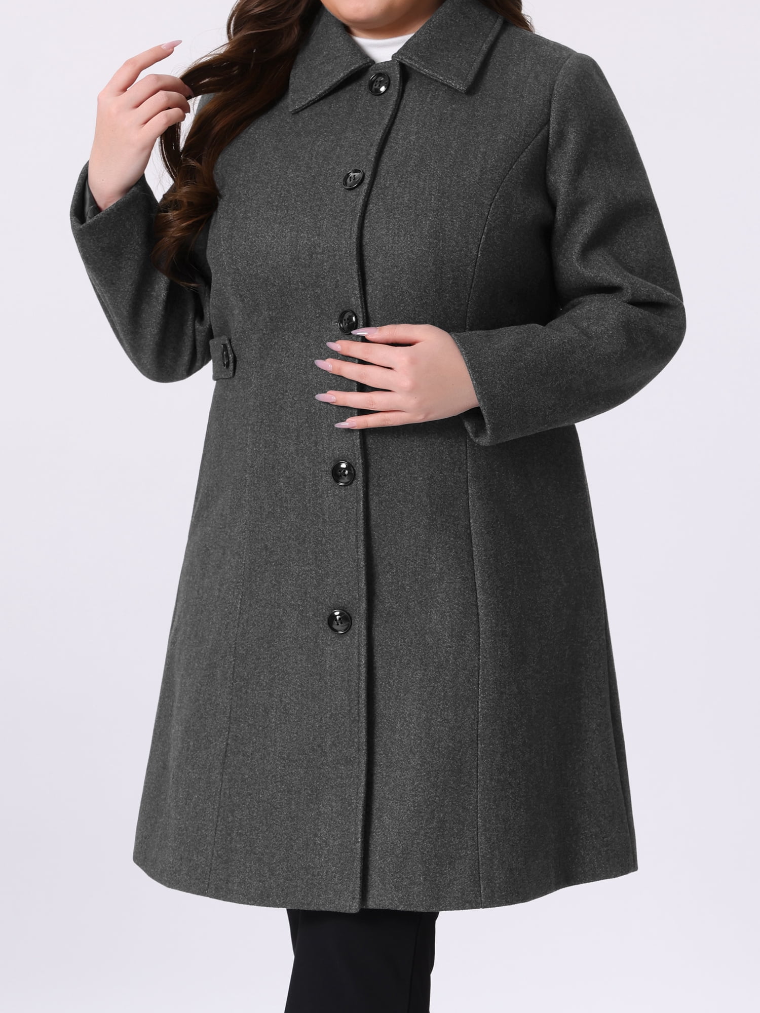 DARING DIVA Women's Plus Size Long Sleeve Utility Overcoat 4X Deep Gray