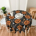 thumbnail image 5 of Halloween Tablecloth 70 Inch Round, Black Pumpkins Spider Web Decorative Tablecloths Stain Resistance Polyester Halloween Table Cloth for Holiday Parties Kitchen Dining Indoor Outdoor, 5 of 6