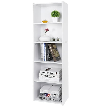 5-Tier Bookshelf Storage Wall Shelf Organizer Bookcase Shelving Unit Reversible