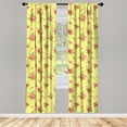 thumbnail image 3 of Ambesonne Rose Curtains, Old Fashioned Feminine, Pair of 28"x63", Yellow Coral Green, 3 of 5