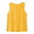 thumbnail image 6 of FDGIU Women's Round Neck Sleeveless Tank Top, Solid Cotton Linen Woven Loose Curved Hem Casual Camisole Blouse, 6 of 8