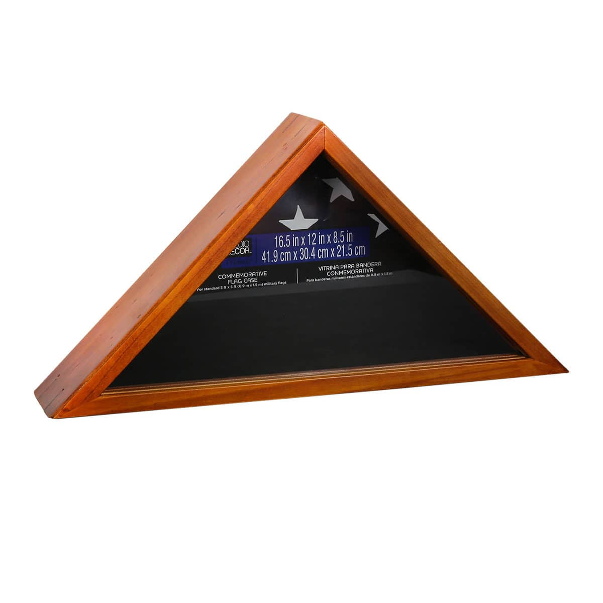 Oak Flag Case by Studio Decor - Display for Standard  3ft. x 5ft.Flags - Medals - Badges - and Memorabilia - 1 Pack