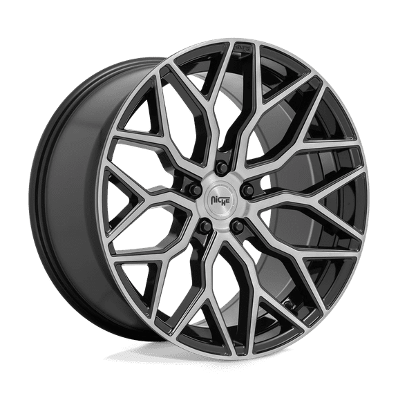Niche 1Pc M262 Mazzanti 20X9 5X112 27Et 71.5Cb Gloss Black Brushed Face Wheel