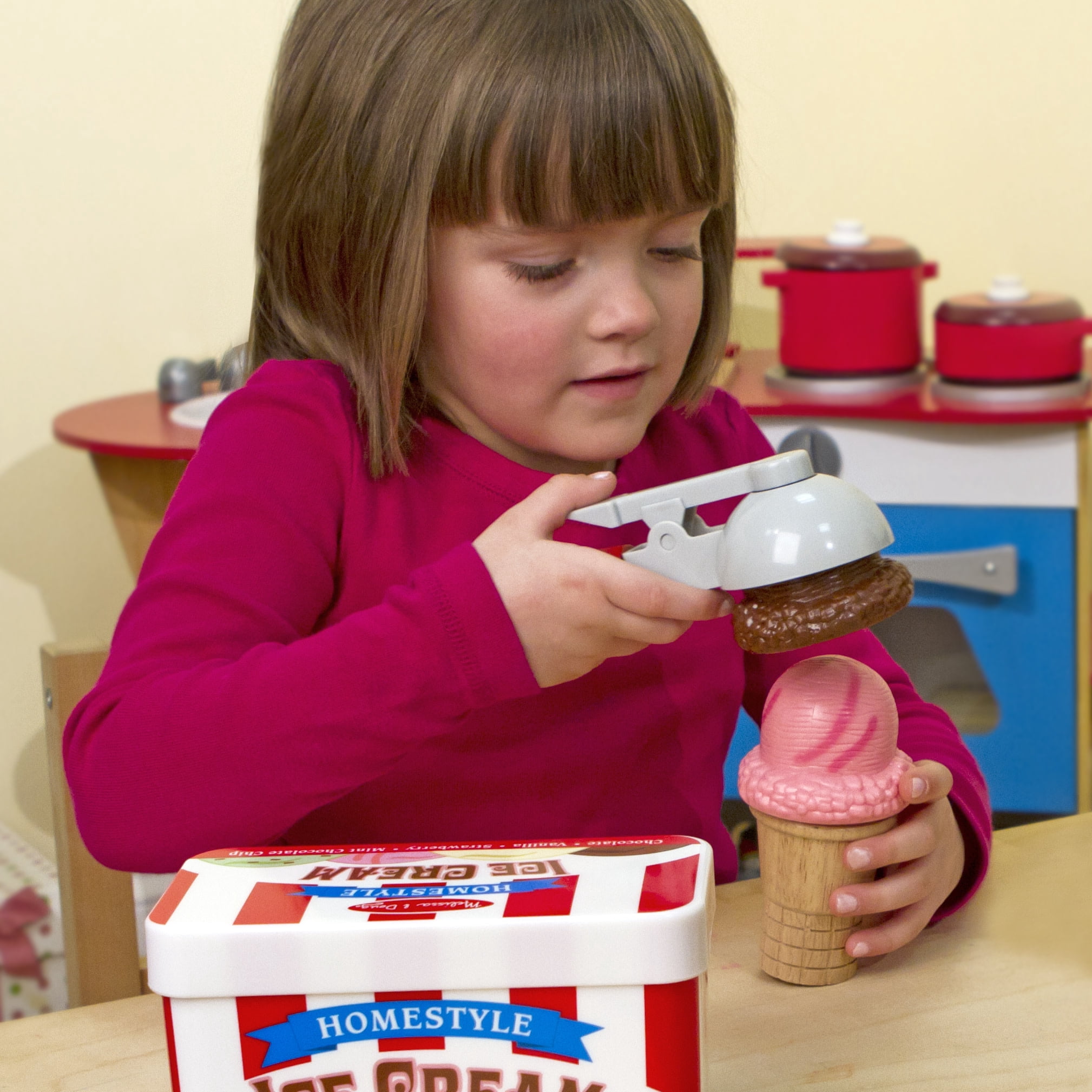 Melissa & Doug Scoop and Stack Ice Cream Cone Magnetic Play Set, Multicolor -FSC-Certified Materials