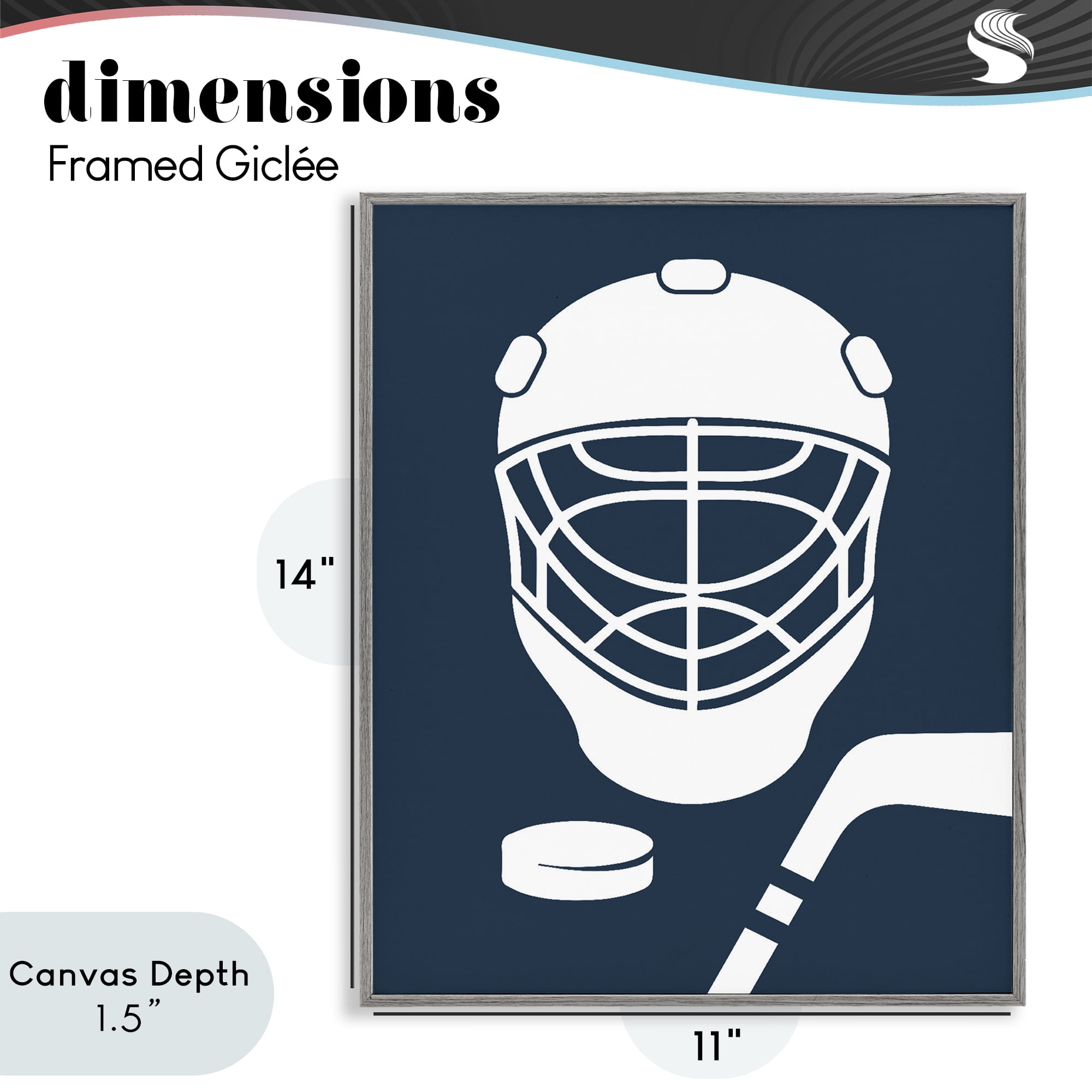 Stupell Industries Hockey Mask Blue & White Gray Framed Giclee Art, design by Melody Hogan