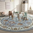 thumbnail image 5 of Jamfeel Round Rugs Vintage Print Low Pile Non-slip Circle Carpet Indoor Area Rug for Living Room Nursery, 4ft, Blue, 5 of 7