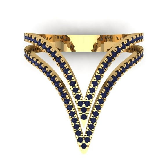 Statement Engagement Ring for Women - 0.525ct Simulated Blue Sapphire in 18K Yellow Gold Promise Ring