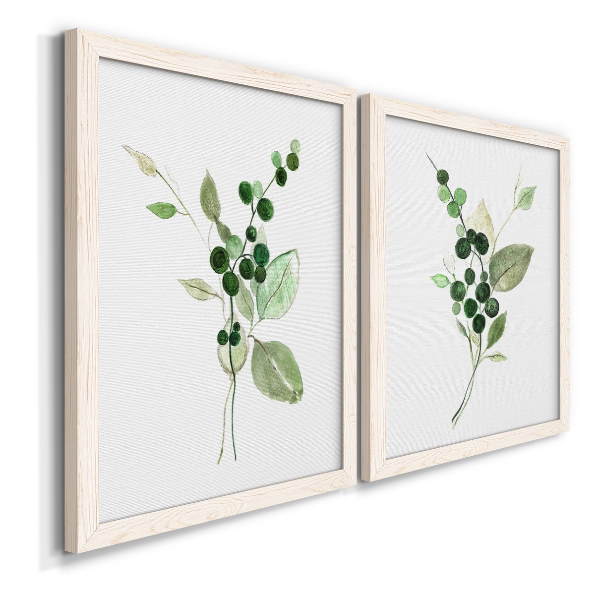 Sprigs in Green I - Premium Framed Canvas 2 Piece Set - Ready to Hang