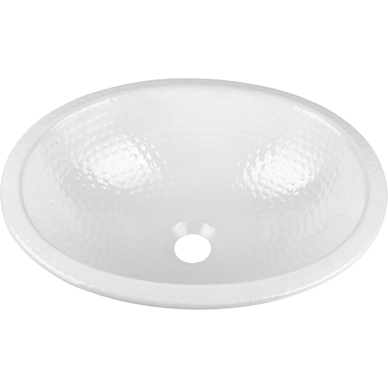 17-Inch Oval Drop In Bathroom Sink, Top Mount Hand Hammered Classic White Vanity Sinks for Countertop, Powder Room, Guest Bath or Restroom, Drop in Sinks for Bathrooms