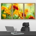 thumbnail image 2 of wall26 - 3 Piece Framed Canvas Wall Art - Tagetes Marigold Flower Autumn Flowers Background - Modern Home Art Stretched and Framed Ready to Hang - 16"x24"x3 Natural, 2 of 5