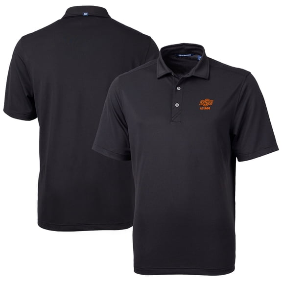 Men's Cutter & Buck Black Oklahoma State Cowboys Alumni Logo Virtue Eco Pique Recycled Polo