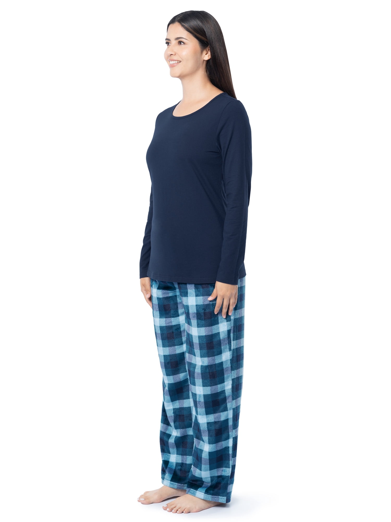 Fruit of the Loom Women's Beyond Soft Long Sleeve Top & Fleece Bottom Pajama Set, Sizes S-4X