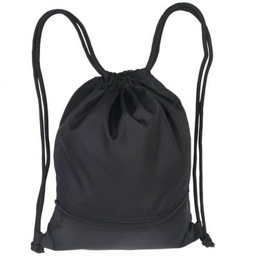 Outdoor Women Men Nylon Black Ultralight Backpack Football Basketball Bag String Drawstring Hunting Hiking Gym Sport Bags(Small),1 x Rope bag,Black