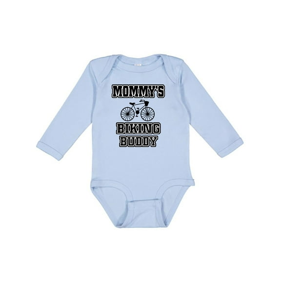 Inktastic Mommys Biking Buddy Boys or Girls Long Sleeve Baby Bodysuit