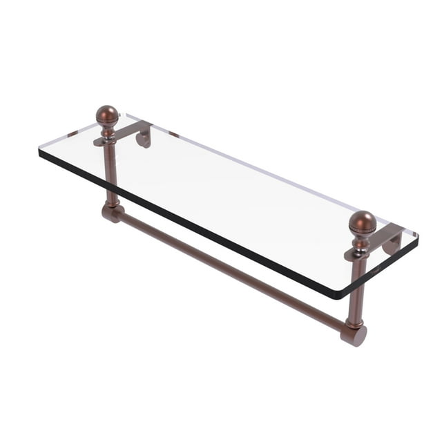 Mambo 16-in  Glass Vanity Shelf  with Integrated Towel Bar in Antique Copper