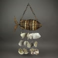 thumbnail image 4 of Large Woven Rattan Fish Shaped Capiz Shell Wind Chime 31 Inches High, 4 of 5