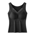 thumbnail image 3 of Siminsem Women's Padded Camisole with Built in Bra Wireless Vest Top Base Layer Sleeveless Tank Bra Alternative No Bra Needed Cami for Daily Layering, Black,L, 3 of 6