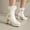 White, variant on Women's Fashion Belt Buckle Round Toe Side Zipper Ankle Boots