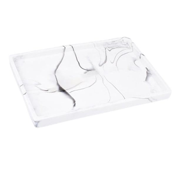 Bandeja de almacenamiento de baño Organizador de mármol decorativo de la decoración de la bandeja de 12 × 8 × 0.8inch para la joyería de para hogar del hotel del tocador Magideal Bandeja de almacenamiento de baño