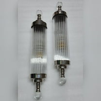 Pair Skyscraper Vintage Art deco light Old Lamp Wall Sconces Fixture Nickel Brass & Glass Rod Ship Light Antique