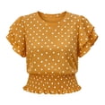 thumbnail image 6 of Women's 2026 New Crew Neck Polka Dot Print Layered Ruffle Hem Short Sleeve T Shirt, Elastic Waist Peplum Top, Casual Fashion Summer Daily Wear for Trendy Outfits Orange XXL, 6 of 6