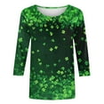 thumbnail image 5 of St Patrick's Day T Shirt for Womens Green Leaf Print Irish 3/4 Sleeve Loose Pullover Tops, 5 of 5