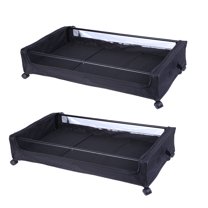 Under Bed Storage with Wheels, 2-Pack Under the Bed Storage Containers with Clear Lids & Label - 31.5x17.13x5.51 in Underbed Storage Bins - Rolling Metal Drawer for Clothes, Shoes, Toys (Black)