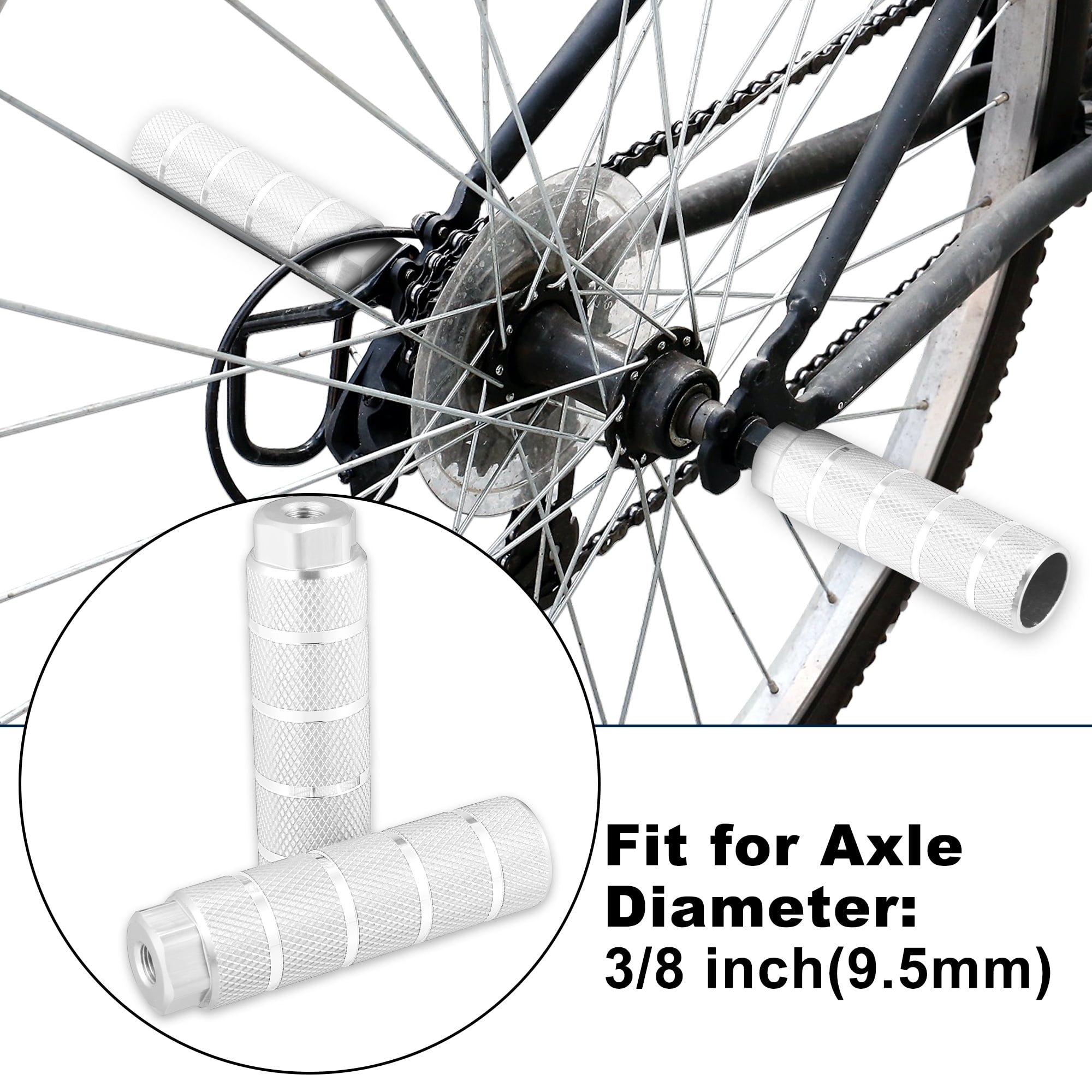 Unique Bargains 4pcs Aluminum Alloy Rear Foot Pegs Universal Silver Tone for BMX MTB