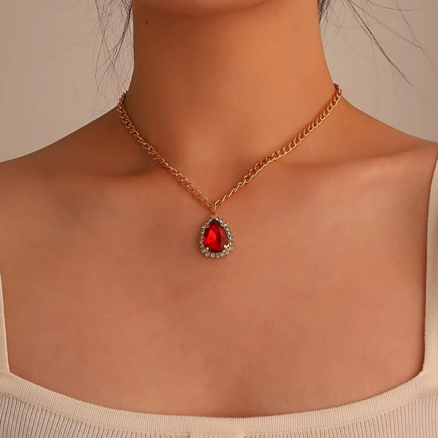 Collar para mujer, joyería para mujer, conjunto de joyería para mujer, collar con colgante de gota de agua de circón, cadena de clavícula con diamantes de imitación, collar de moda para mujer
