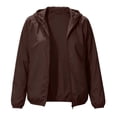 thumbnail image 4 of Bzdzmqm Womens Hooded Zip Up Jackets Fall Winter Spring Casual Windbreaker Lightweight CoverUp Outerwear for Daily Outdoor Wear, Coffee 2XL, 4 of 9
