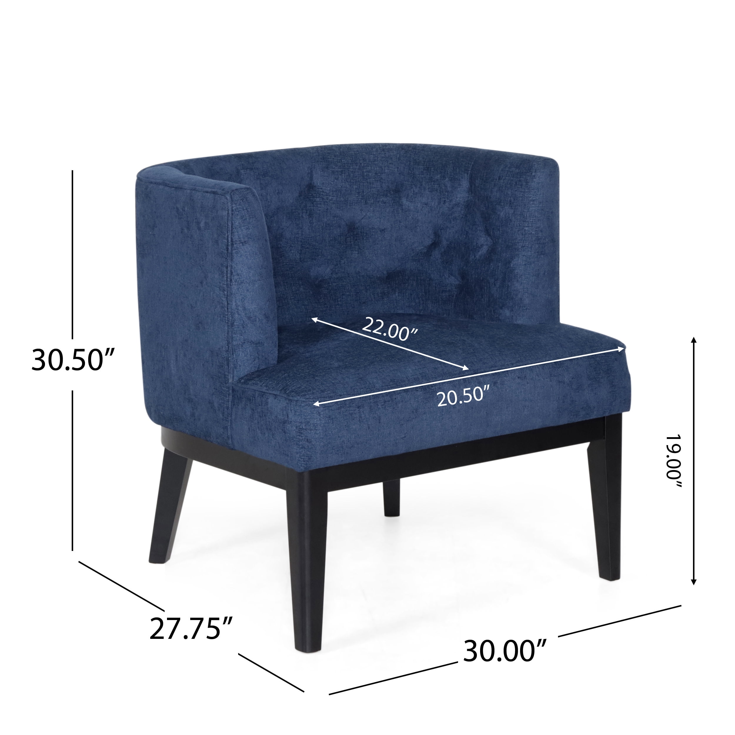 Noble House Suncook Fabric Tufted Accent Chairs, Set of 2, Navy Blue and Dark Brown