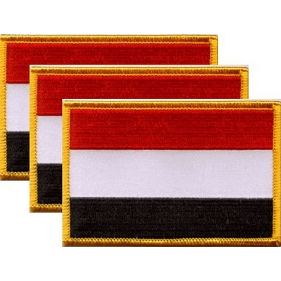 Yemen Flag Patch, Embroidered Iron On or Sew On, Measures 3.50" x 2.25"