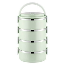 YIKA Tupperware Container Portable Lunch Box Circular Fresh-keeping Box Stainless Steel Insulated Student Office Worker Lunch Box Bento Boxes Kitchen Storage Green