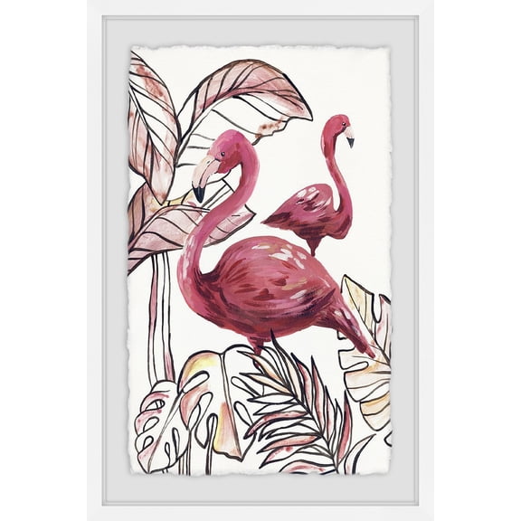 MARMONT HILL 'Tropical Flamingos II' Framed Painting Print - Multi-Color 24 x 36