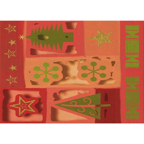 Ahgly Company Indoor Rectangle Patterned Neon Red Area Rugs, 8' x 12'